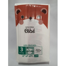 Підгузки Monoprix Bebe 3 розміру 4-9 кг  56 штук.