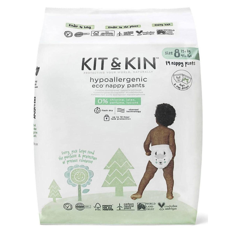 KIT&KIN hypoallergenic eco nappies - підгузники 8 розміру 14+ кг.14 шт