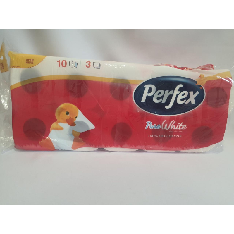 Туалетний папір Perfex  3-х шаровий 100% целюлоза в упаковці 10 рулонів.